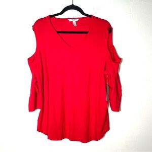NWT Nine Eight red cold shoulder V-neck T-shirt top size XXL B176